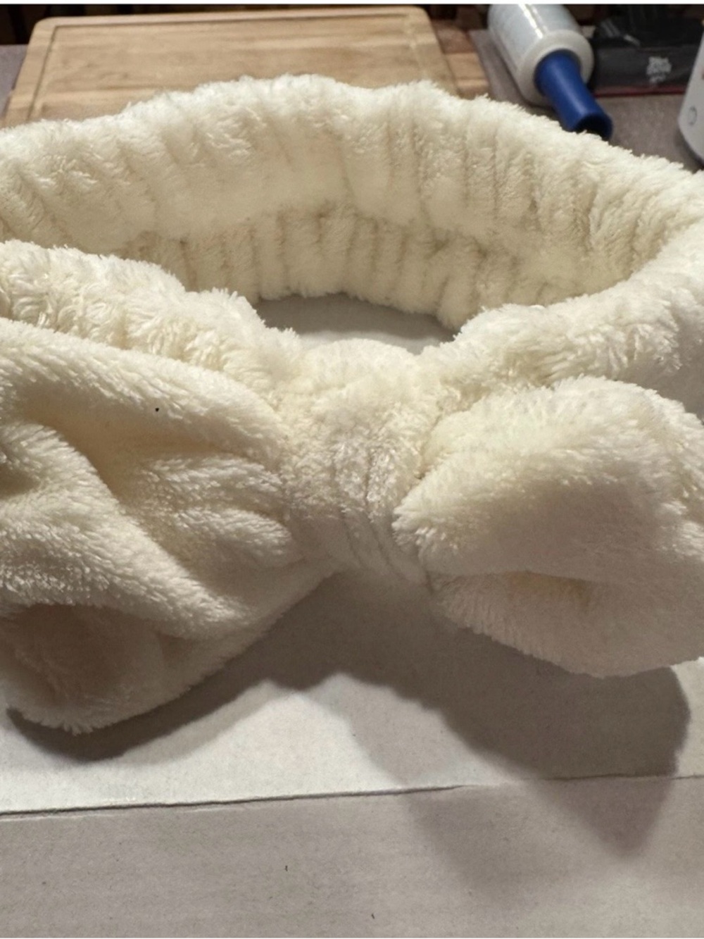 Plush Cream Bow Elastic Hair Band Box of 3 Brand new